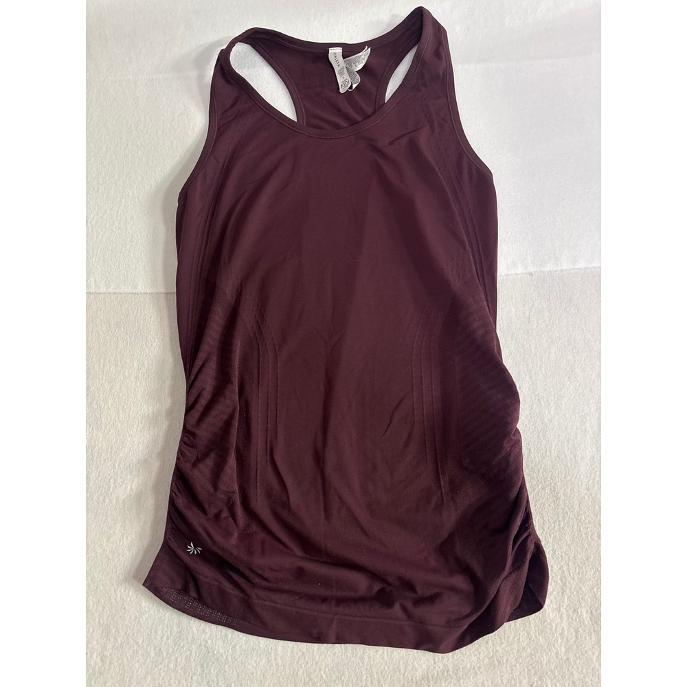 Athleta Momentum Tank Top Burgundy Maroon Racerback Seamless Ruched Gym Yoga M